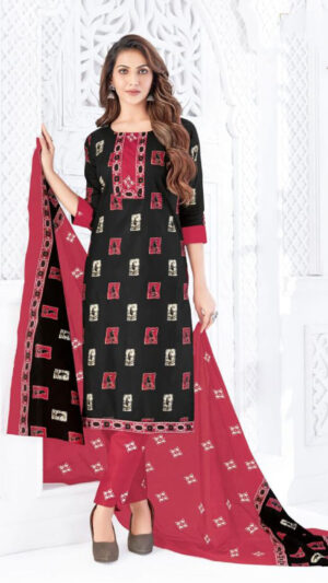 black-maroon-printed-cotton-kurti-set