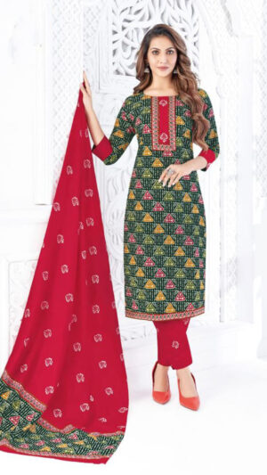 Teal Green Printed Cotton Kurti Set cotton 14