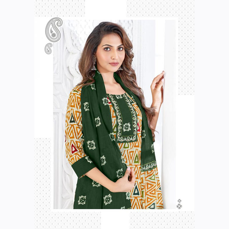 geometric print green & mustard cotton 3 piece set geometric print green & mustard cotton 3 piece set