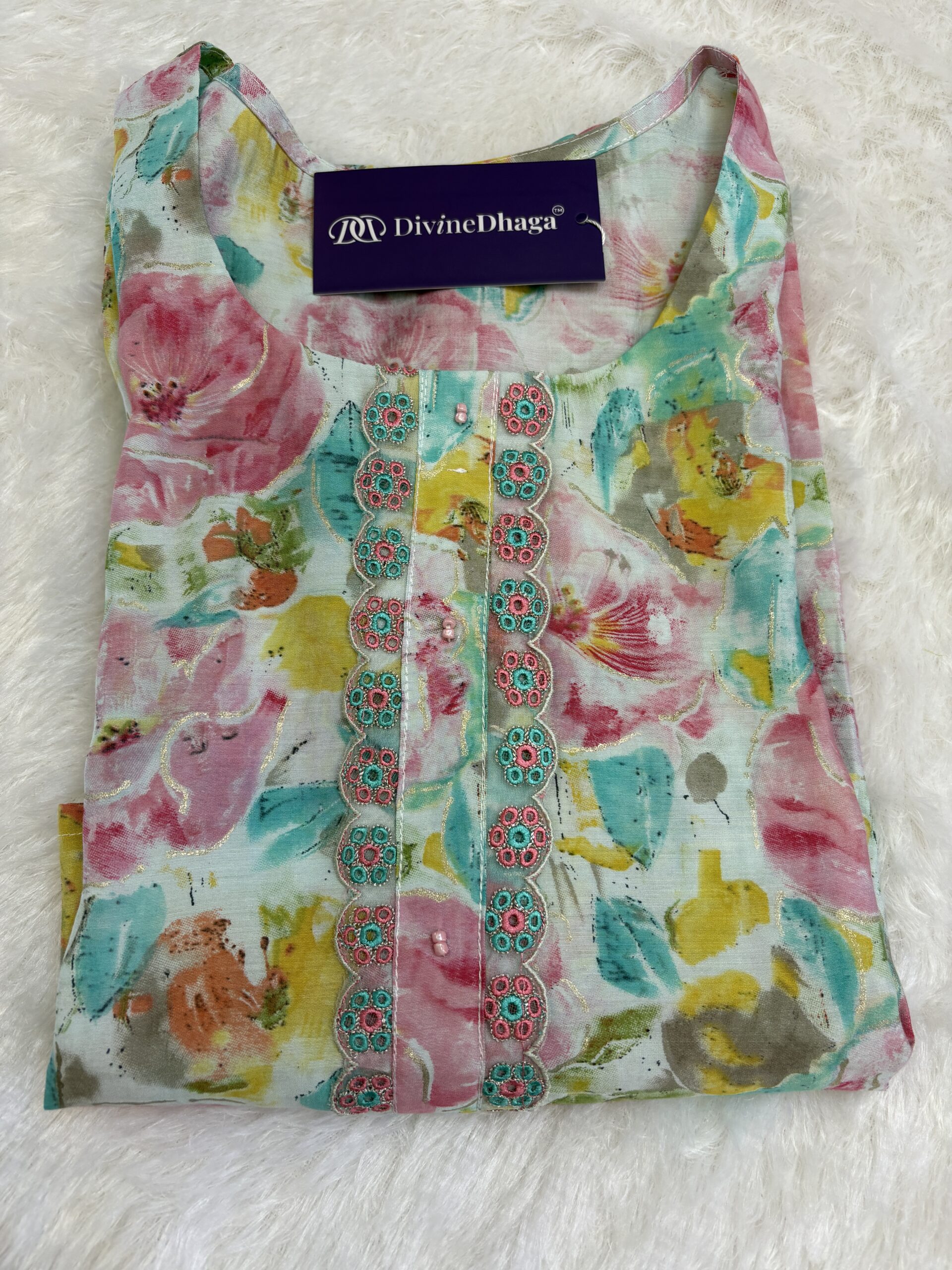 floral printed rayon kurti with front embroidery floral printed rayon kurti with front embroidery