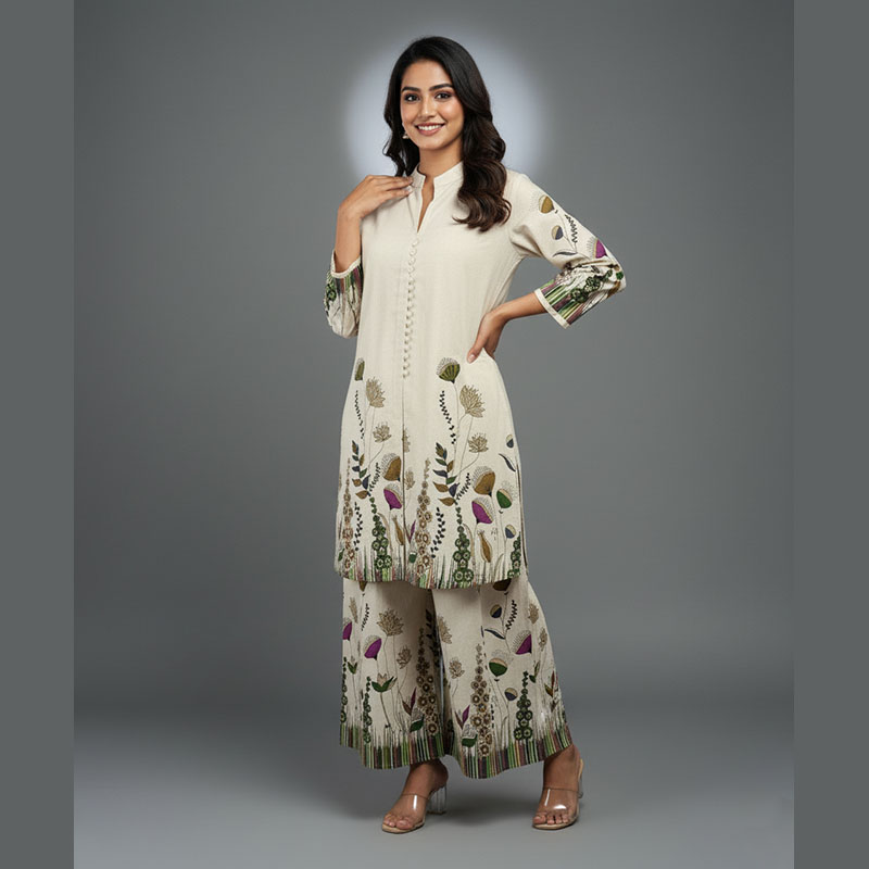 ivory floral printed 2 piece co ord set ivory floral printed 2 piece co ord set