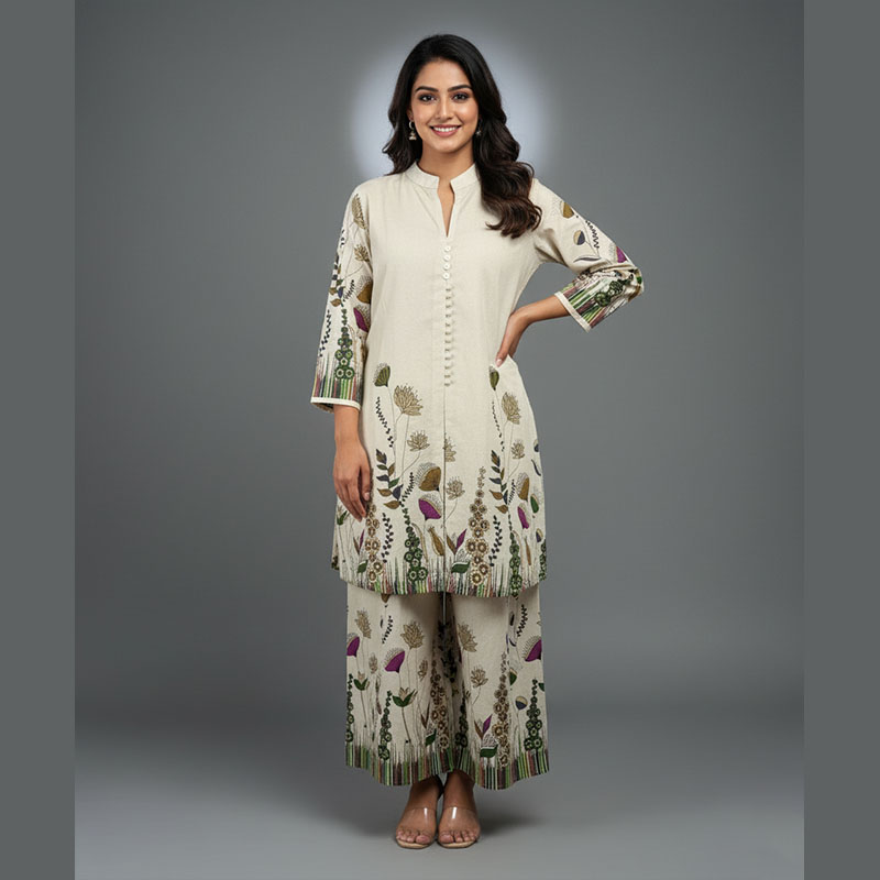 ivory floral printed 2 piece co ord set ivory floral printed 2 piece co ord set